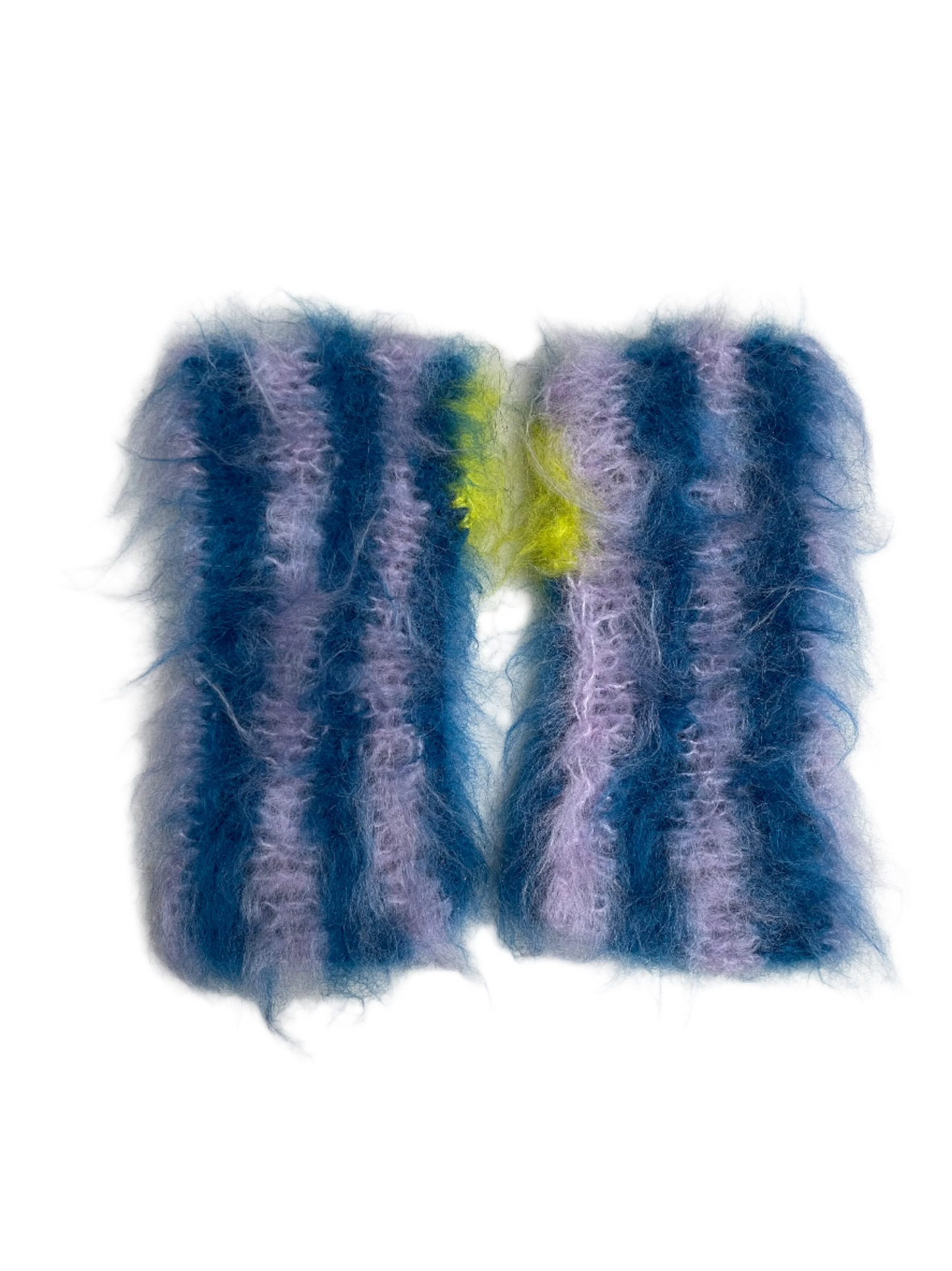 Fuzzy Stripy Gloves Purple/Blue