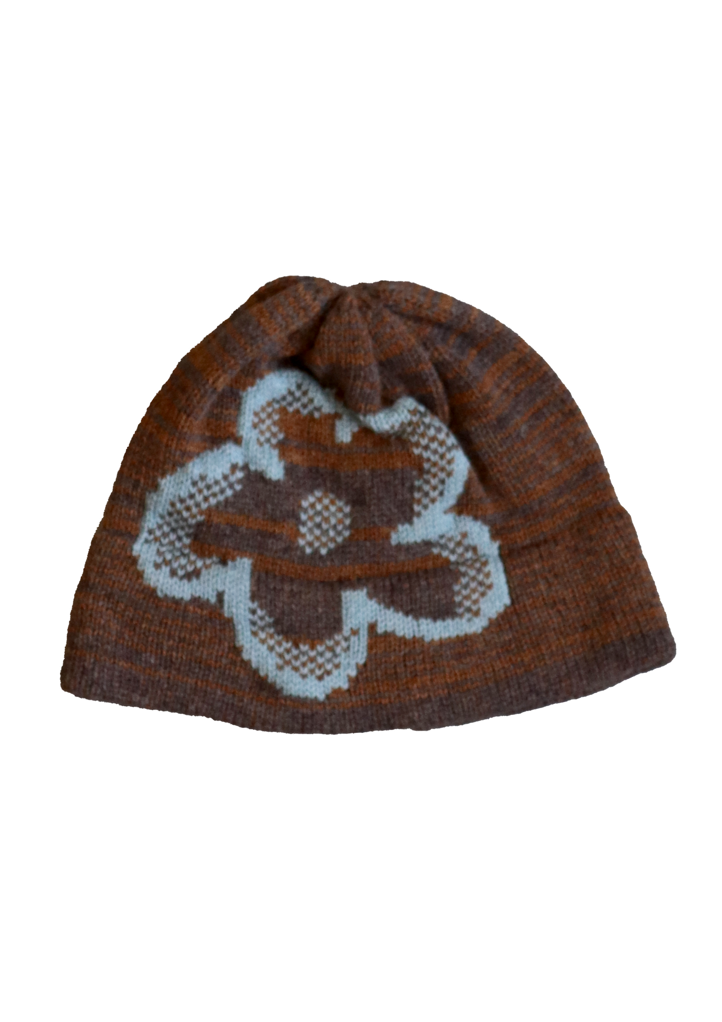 Daisy Beanie - Brown & Blue