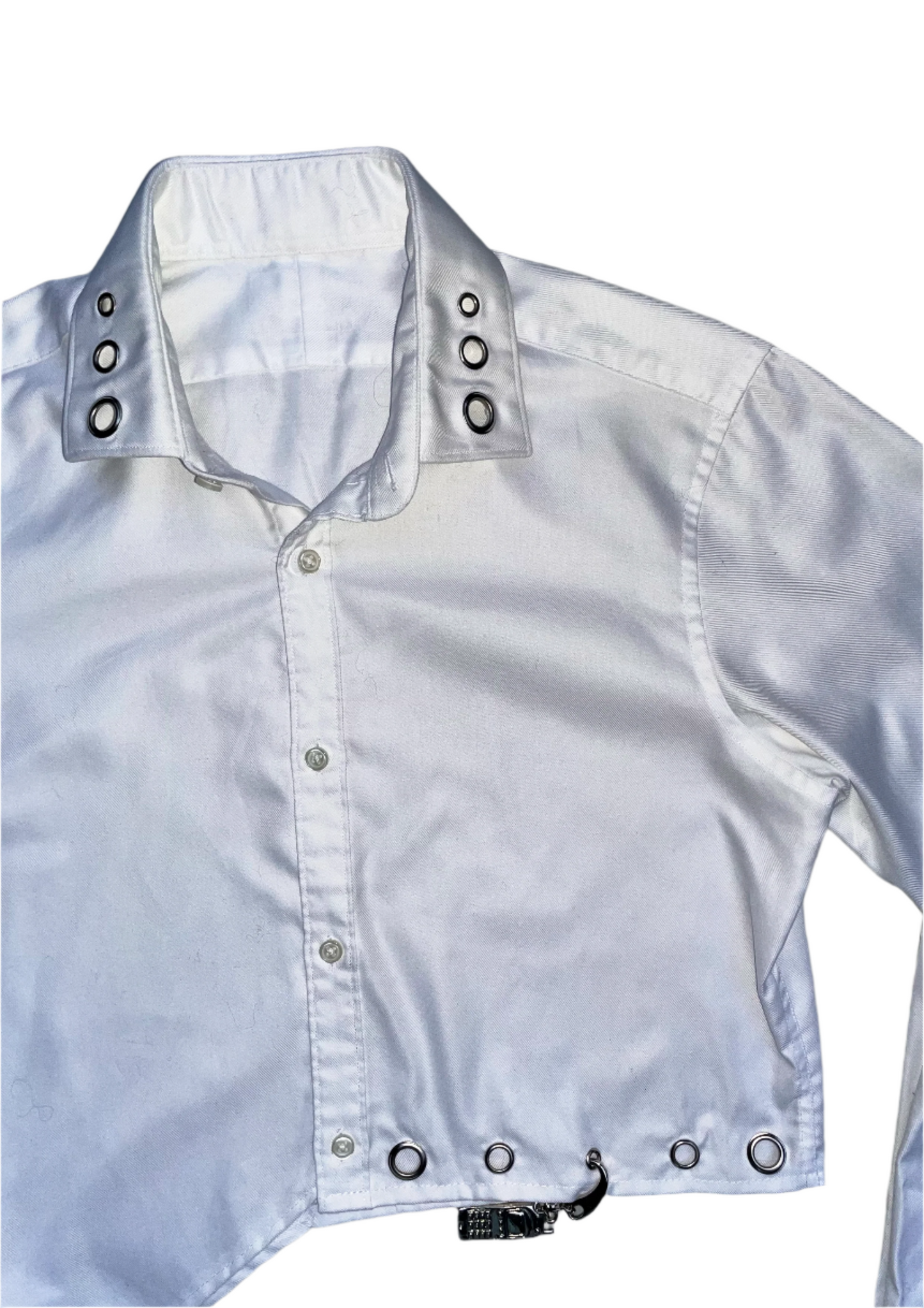 Upcycled eyelet shirt